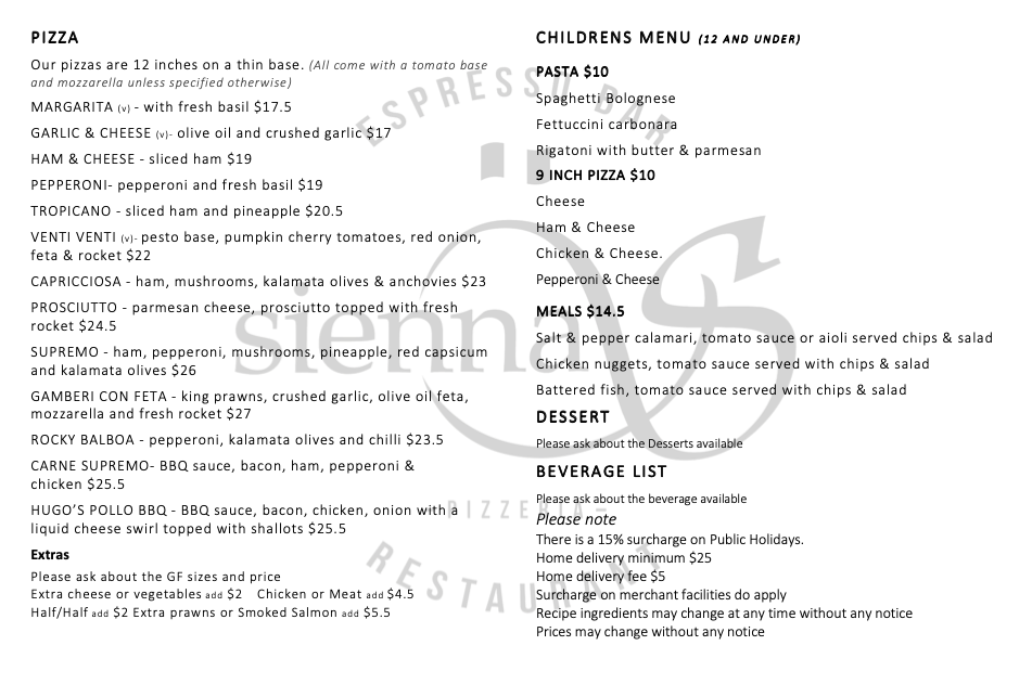 BACK OF DELIVERY MENU 2021 Sienna's Restaurant